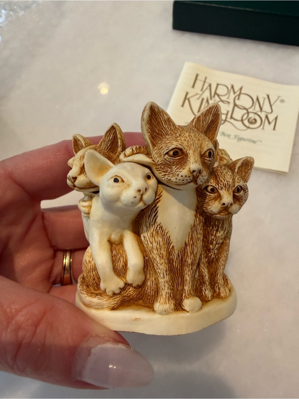 Harmony Kingdom Brown & Cream Cat Figurine Family